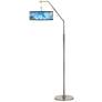 2_Giclee Glow 71 1/2" High Ultrablue Pattern Giclee Shade Arc Floor Lamp