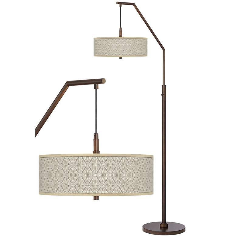 Image 1 Giclee Glow 71 1/2" Moroccan Diamonds Bronze Downbridge Arc Floor Lamp