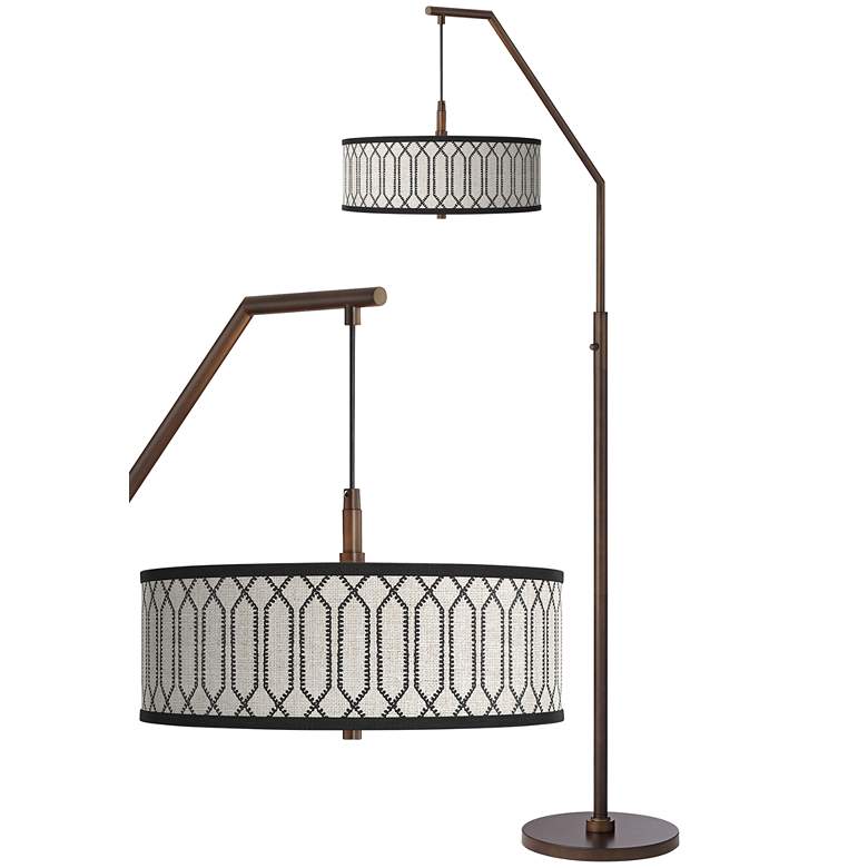 Image 1 Giclee Glow 71 1/2" Rustic Chic Shade Bronze Downbridge Arc Floor Lamp