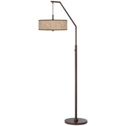 Giclee Glow 71 1/2&quot; Rustic Woodwork Bronze Downbridge Arc Floor Lamp