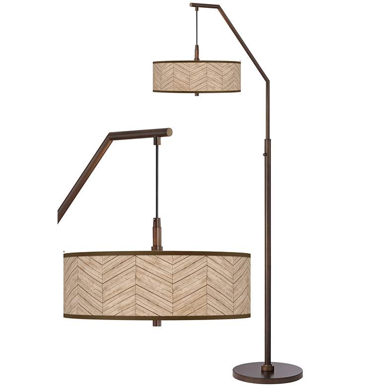 Image 1 Giclee Glow 71 1/2" Rustic Woodwork Bronze Downbridge Arc Floor Lamp