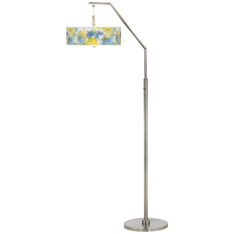 Image 2 Giclee Glow 71 1/2" Starry Dawn Pattern Giclee Shade Arc Floor Lamp