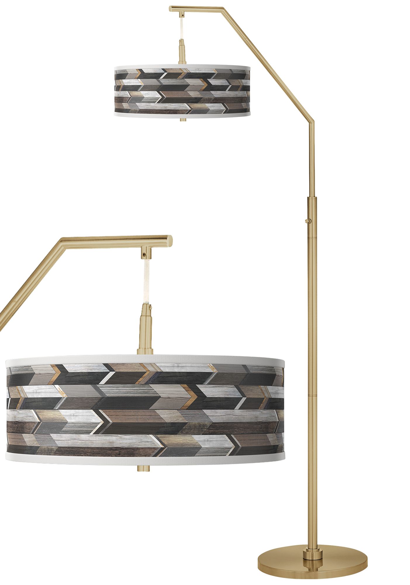 Image Giclee Glow 71 1/2" Woodwork Arrows Shade Warm Gold Arc Floor Lamp