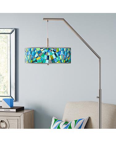 Giclee Glow 71 1/2" Lagos Mosaic Shade Modern Arc Floor Lamp