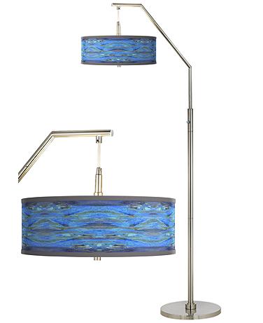 Giclee Glow 71 1/2" Oceanside Blue Shade Modern Arc Floor Lamp