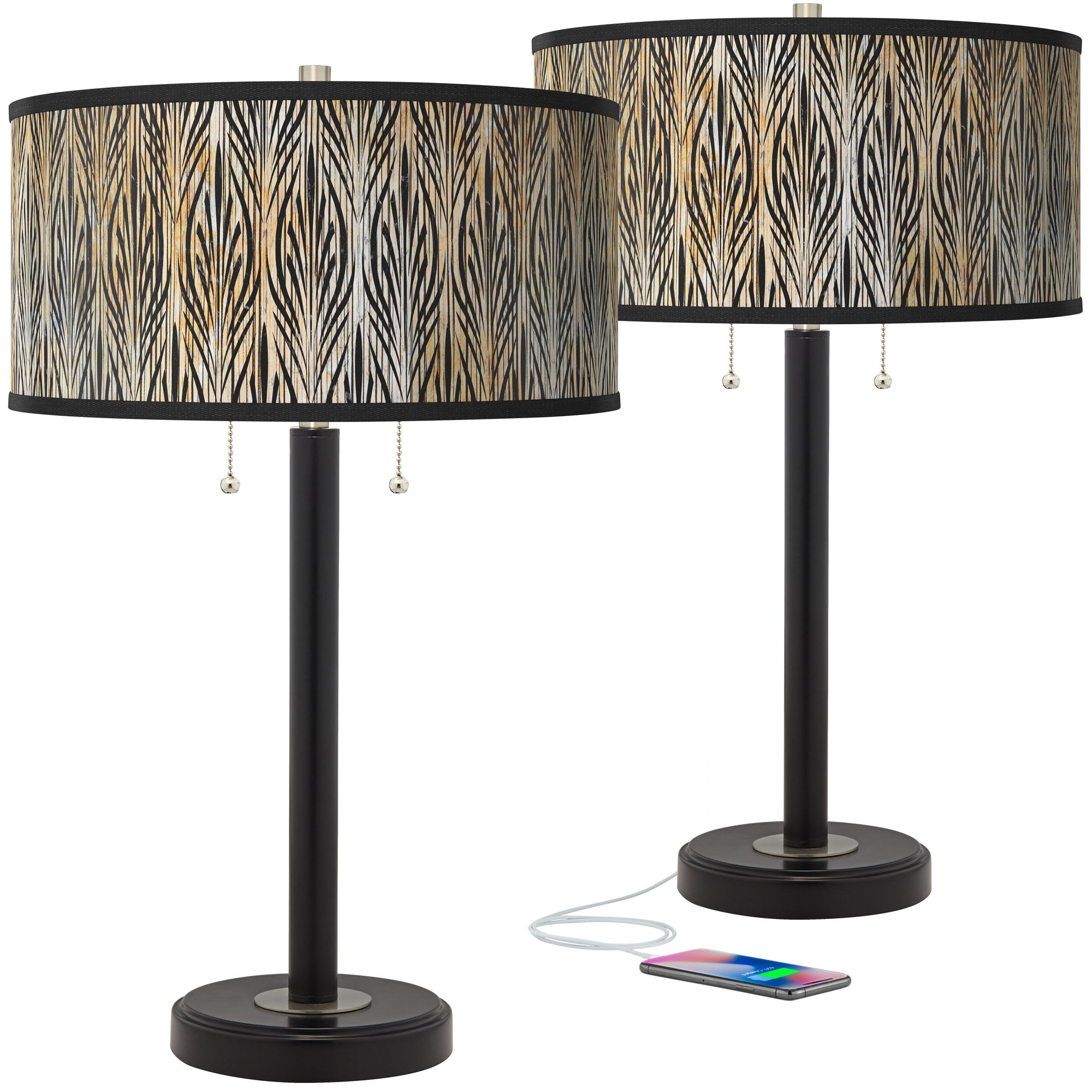 Image Giclee Glow Amara Arturo 25" Black Bronze USB Table Lamps Set of 2