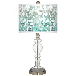 Giclee Glow Apothecary 28&quot; Aqua Mosaic Shade Clear Glass Table Lamp
