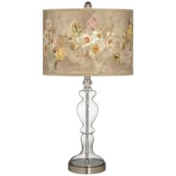 Giclee Glow Apothecary 28&quot; Floral Spray Shade Clear Glass Table Lamp