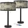 Giclee Glow Arturo 25" Sprouting Marble Black USB Lamps Set of 2
