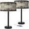 Giclee Glow Arturo 25" Sprouting Marble Black USB Lamps Set of 2