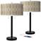 Giclee Glow Arturo 25" Swell Shade Black USB Table Lamps Set of 2