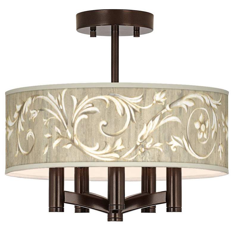 Image 1 Giclee Glow Ava 14" Wide 5-Light Laurel Court Bronze Ceiling Light