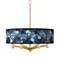 Giclee Glow Ava 20" 6-Light Blue Seas Shade Gold Pendant Chandelier