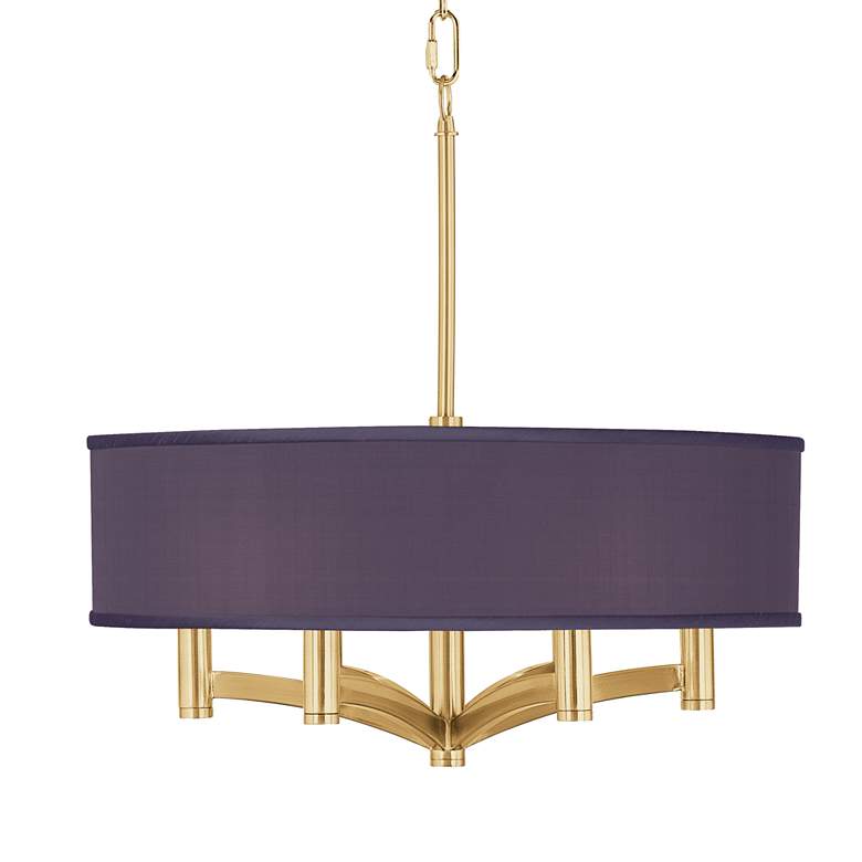Image 1 Giclee Glow Ava 20" 6-Light Gold and Eggplant Purple Drum Chandelier