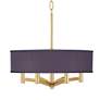 Giclee Glow Ava 20" 6-Light Gold and Eggplant Purple Drum Chandelier