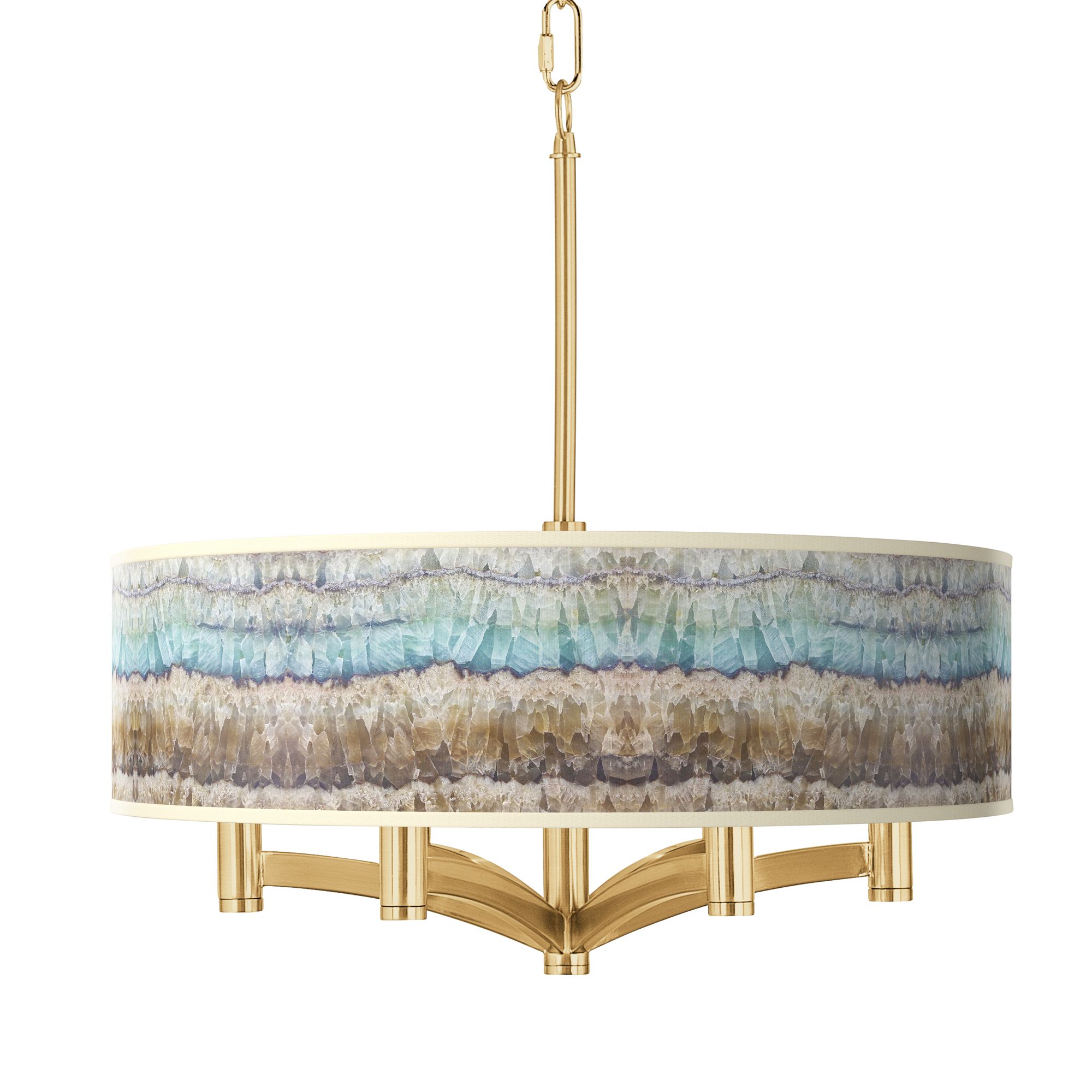 Image Giclee Glow Ava 20" 6-Light Marble Jewel Shade Gold Pendant Chandelier