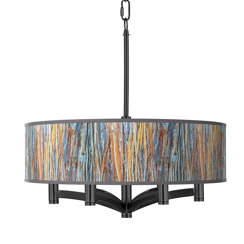 Image 1 Giclee Glow Ava 20" Striking Bark 6-Light Black Pendant Chandelier
