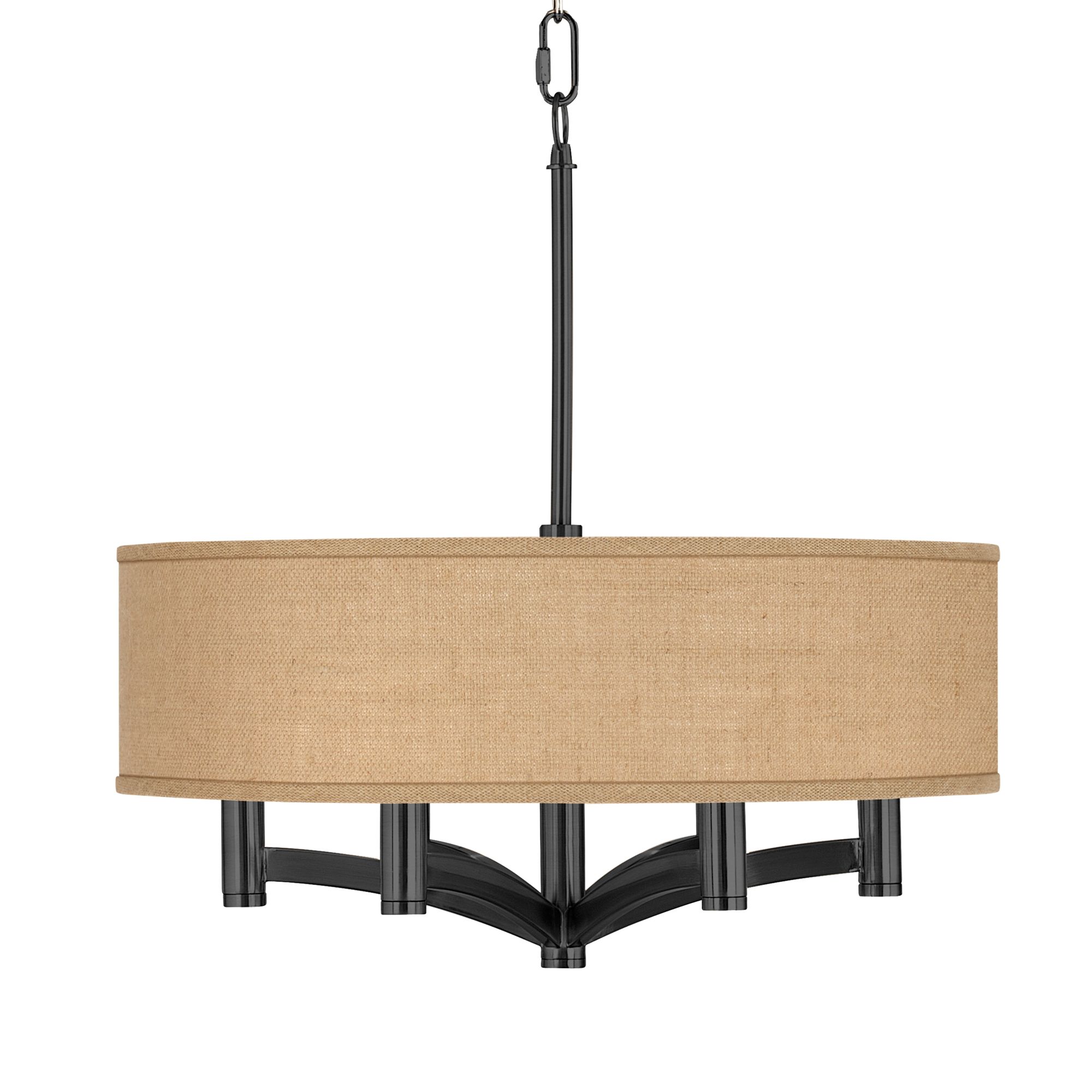 Image Giclee Glow Ava 20" Wide 6-Light Woven Burlap Black Pendant Chandelier