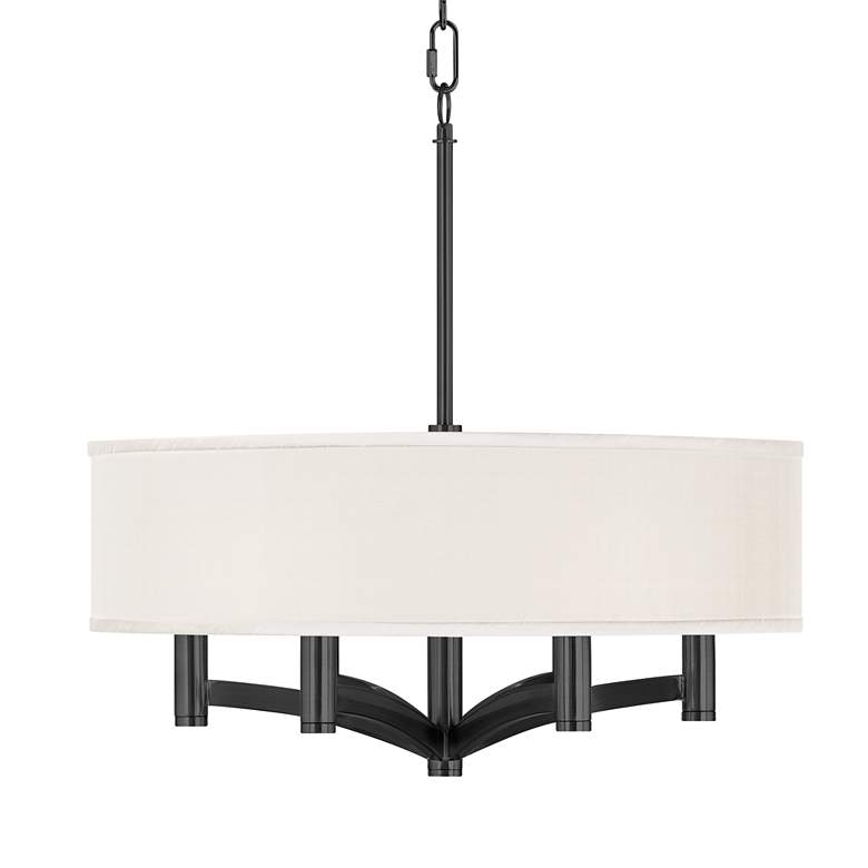 Image 1 Giclee Glow Ava 20" Wide Cream Faux Silk Shade 6-Light Black Pendant