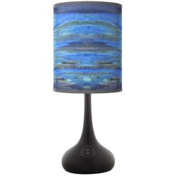 Giclee Glow Black Droplet 23 1/2" Modern Oceanside Blue Table Lamp