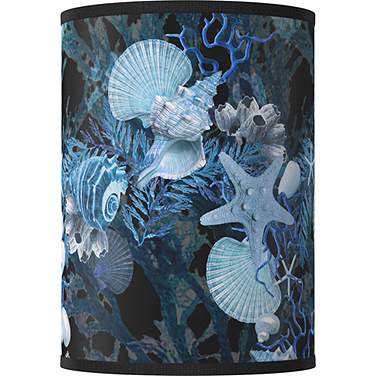 Giclee Glow Blue Seas Pattern Drum Cylinder Lamp Shade 8x8x11 (Spider)
