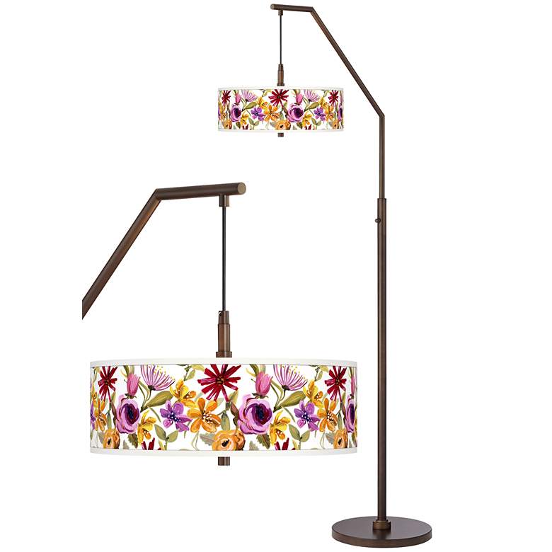 Image 1 Giclee Glow Bountiful Blooms 71 1/2" Bronze Downbridge Arc Floor Lamp