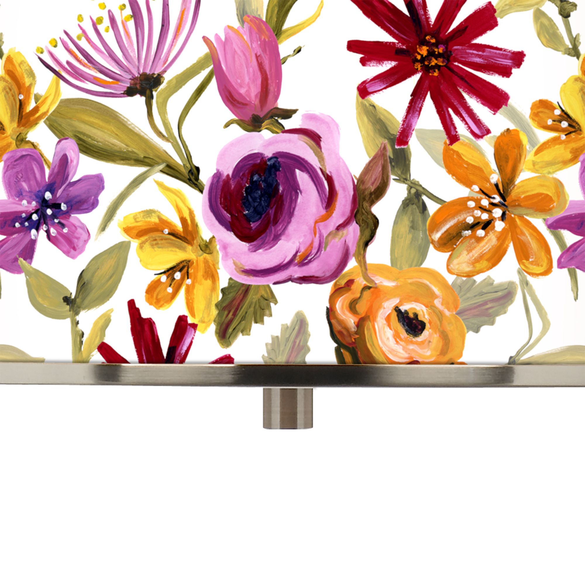 Image 2 Giclee Glow Bountiful Blooms Pattern 16" Wide Drum Pendant Light more views