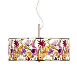 Giclee Glow Bountiful Blooms Pattern 20" Wide Drum Shade Pendant Light