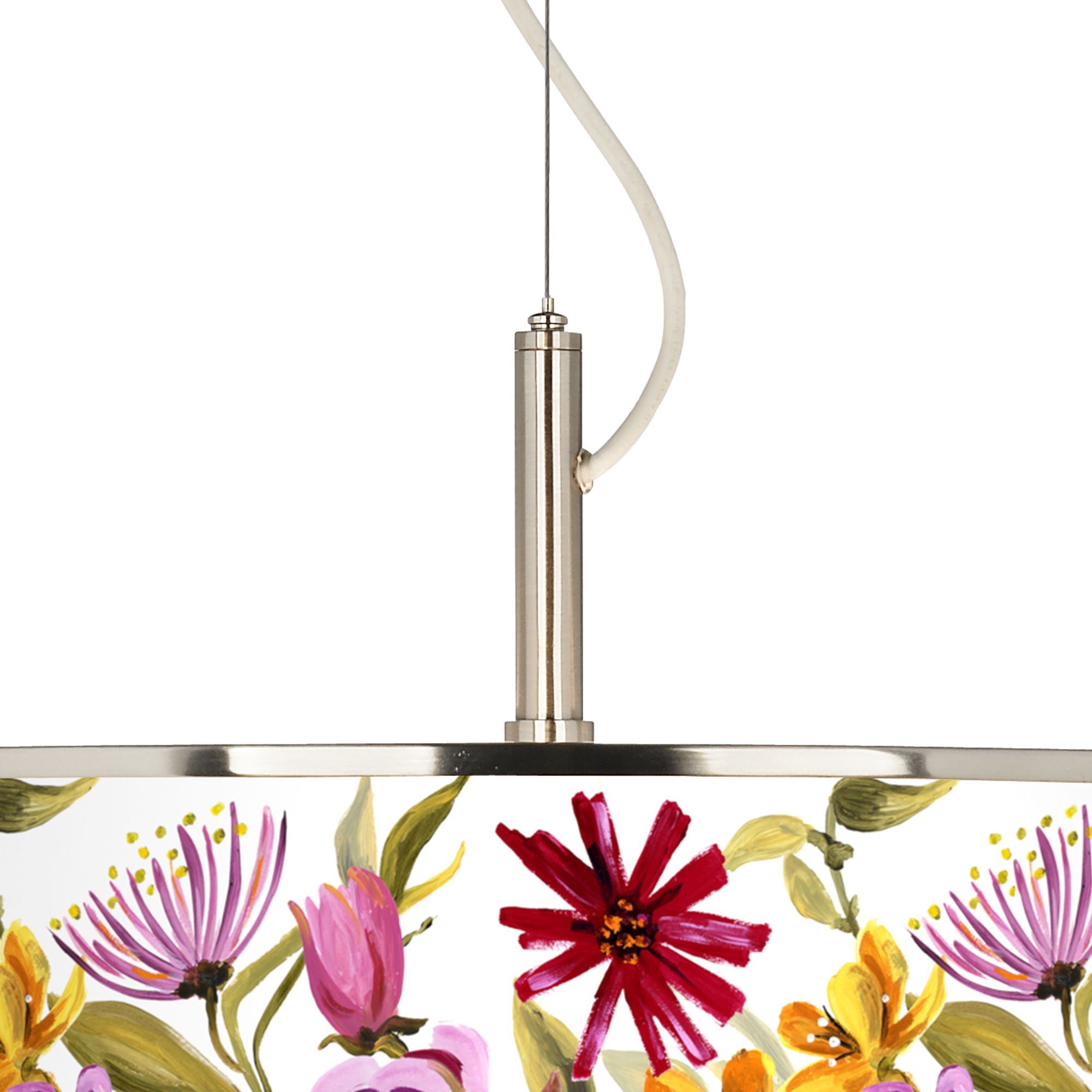 Image 2 Giclee Glow Bountiful Blooms Pattern 20" Wide Drum Shade Pendant Light more views