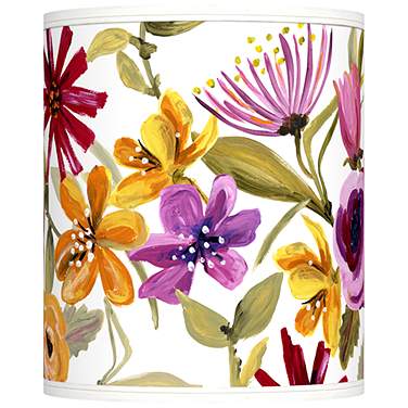 Giclee Glow Bountiful Blooms Pattern Tall Drum Lamp Shade 10x10x12 (Spider)