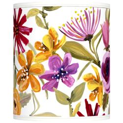 Giclee Glow Bountiful Blooms Pattern Tall Drum Lamp Shade 10x10x12 (Spider)