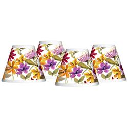 Giclee Glow Bountiful Blooms Set of Four Lamp Shades 3x6x5 (Clip-On)