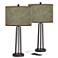 Giclee Glow Bronze 25 1/2" Interweave Patina Shade USB Lamps Set of 2
