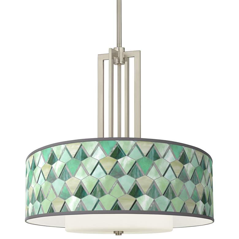 Image 1 Giclee Glow Carey 24" Nickel 4-Light Misty Morning Shade Chandelier