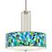 Giclee Glow Carey 24" Nickel and Lagos Mosaic Shade Drum Chandelier