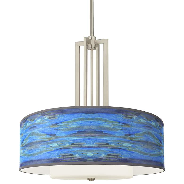 Giclee Glow Carey 24" Nickel with Oceanside Shade 4-Light Chandelier ...
