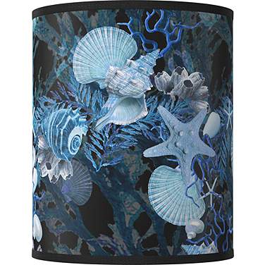 Giclee Glow Coastal Blue Seas Drum Lamp Shade 10x10x12 (Spider)