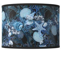 Giclee Glow Coastal Blue Seas Pattern Giclee Shade 12x12x8.5 (Spider)