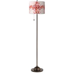 Giclee Glow Corallium Pattern Shade 62&quot; High Bronze Club Floor Lamp