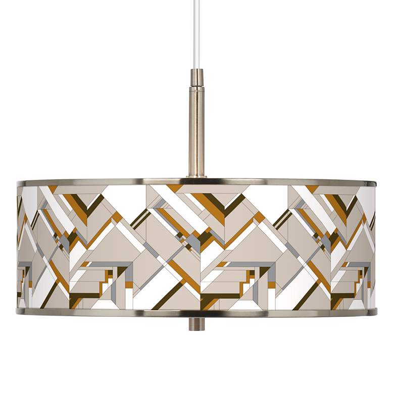 Image 1 Giclee Glow Craftsman Mosaic 16" Wide Drum Shade Pendant Light