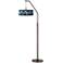 Giclee Glow Downbridge 71 1/2" Blue Seas Shade Bronze Arc Floor Lamp