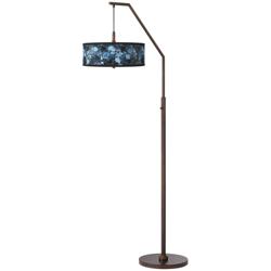 Giclee Glow Downbridge 71 1/2" Blue Seas Shade Bronze Arc Floor Lamp