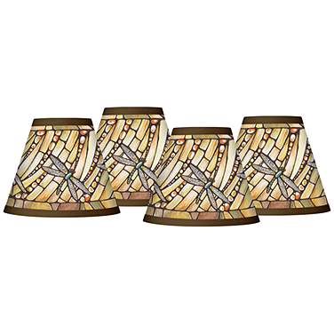 Giclee Glow Dragonfly Flight Set of 4 Clip Shades 3x6x5 (Clip-On)