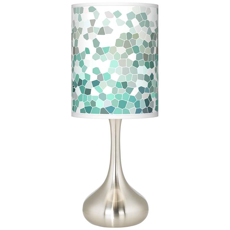 Image 2 Giclee Glow Droplet 23 1/2" Aqua Mosaic Shade Modern Table Lamp