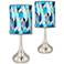 Giclee Glow Droplet 23 1/2" Blue Mosaic Shade Modern Lamps Set of 2