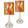 Giclee Glow Droplet 23 1/2" Flame Mosaic Shade Modern Lamps Set of 2