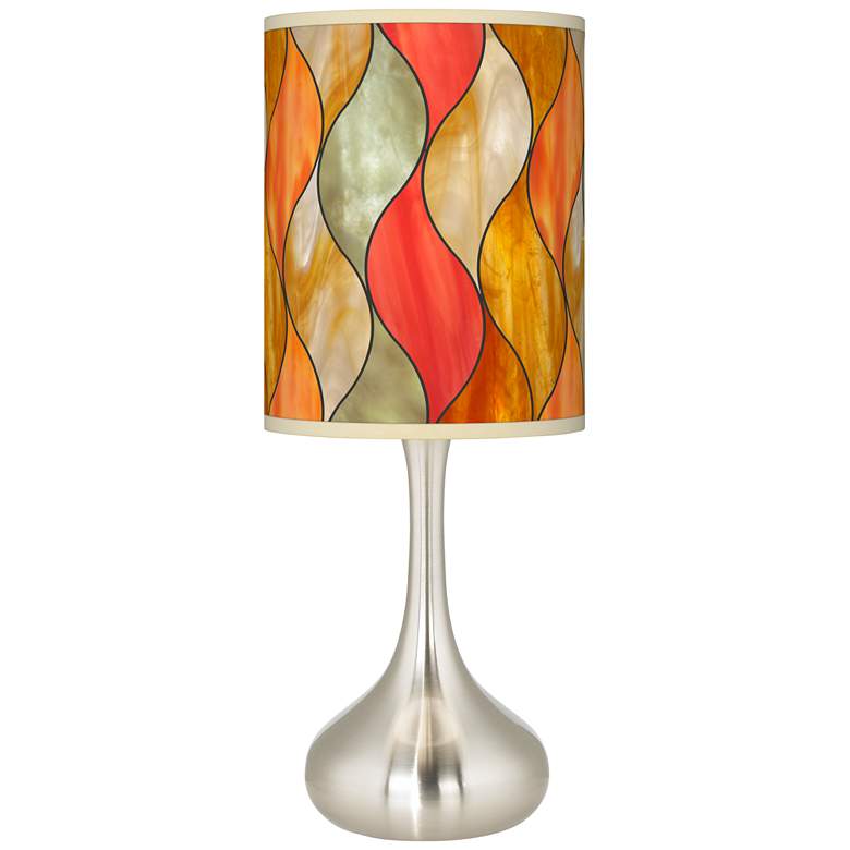 Image 1 Giclee Glow Droplet 23 1/2" Flame Mosaic Shade Modern Table Lamp