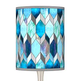 Image3 of Giclee Glow Droplet 23 1/2" High Blue Mosaic Shade Modern Table Lamp more views