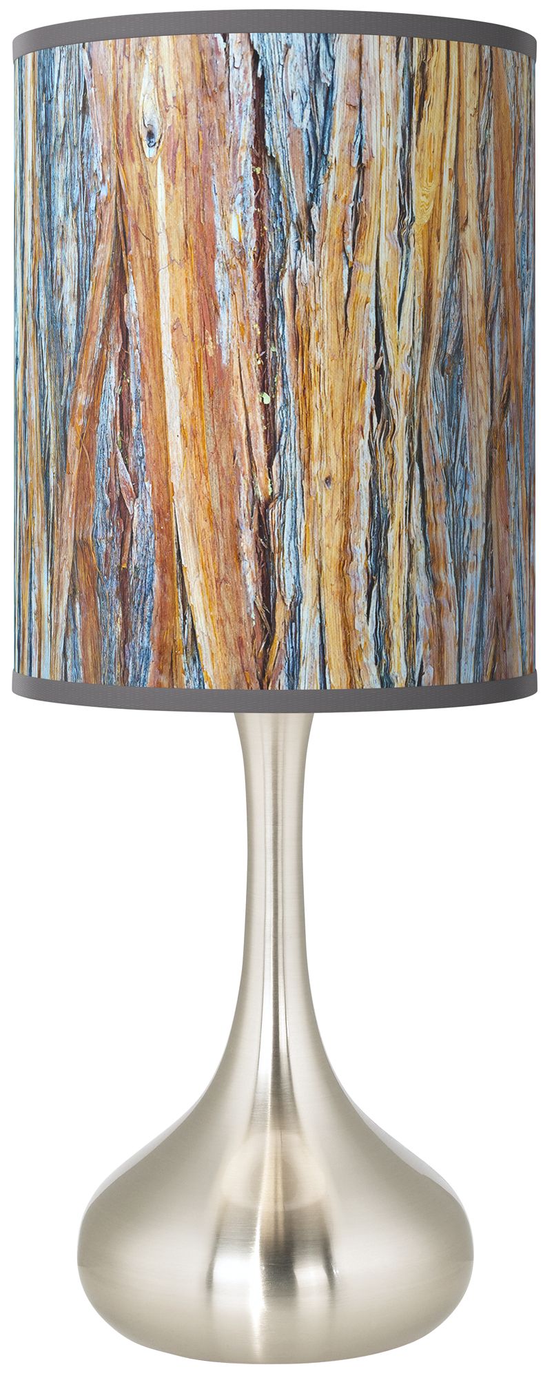 Table lamp made of polished aluminum with cylinder glass shade, designer outlets lamp, unique, handmade