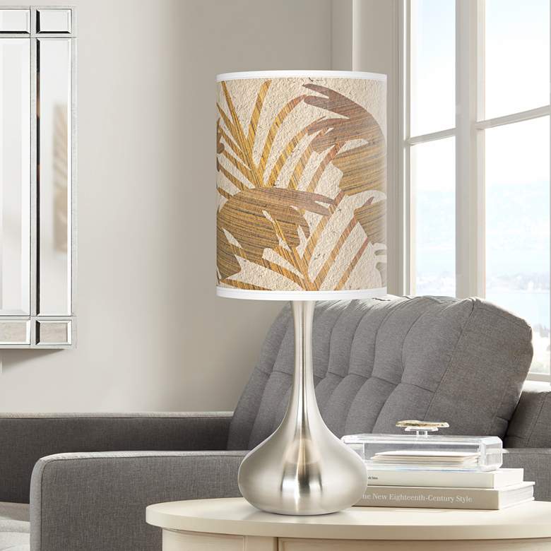 Image 1 Giclee Glow Droplet 23 1/2" Tropical Woodwork Shade Modern Table Lamp